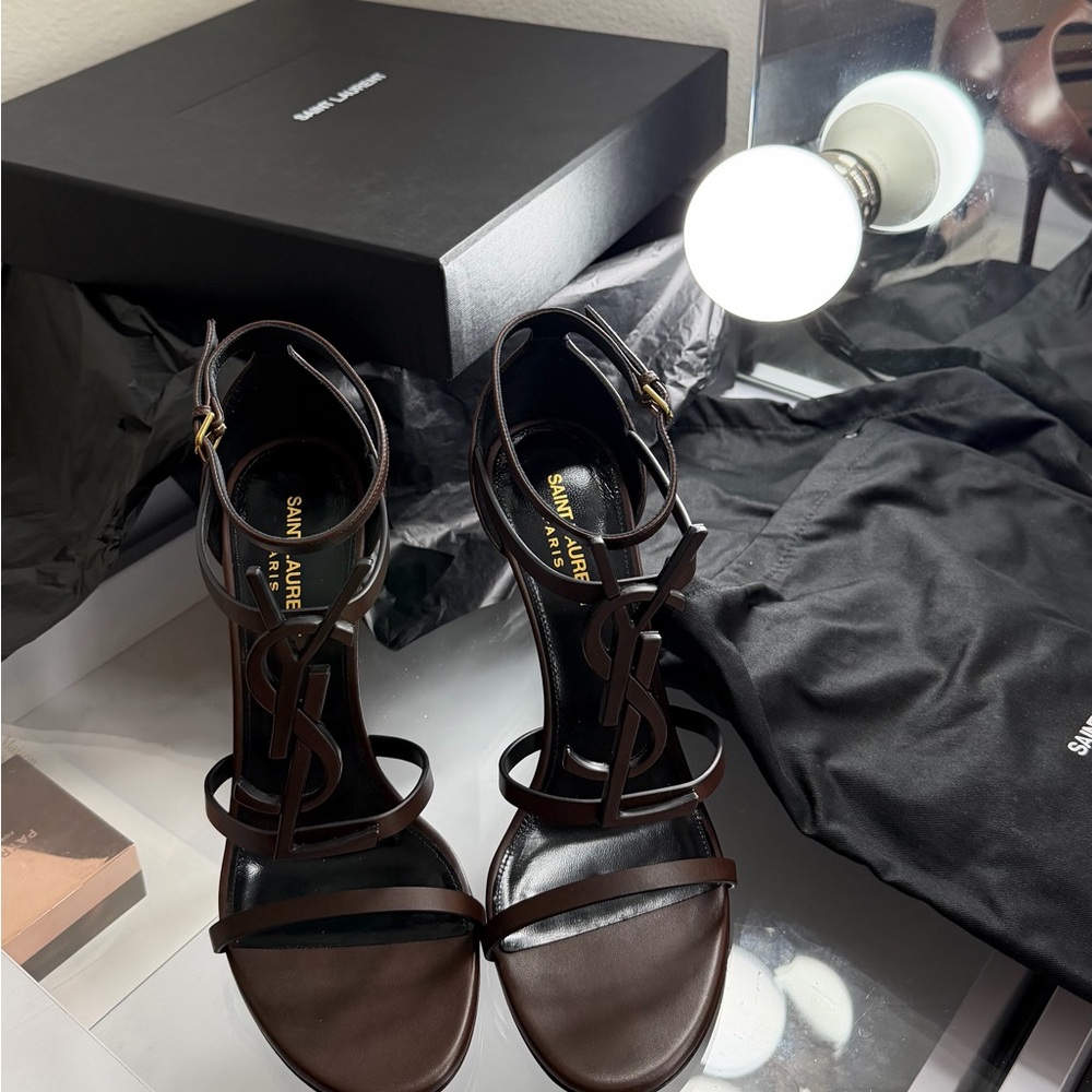 Yves Saint Laurent Dark Brown Strappy Heels - Picture 11 of 13